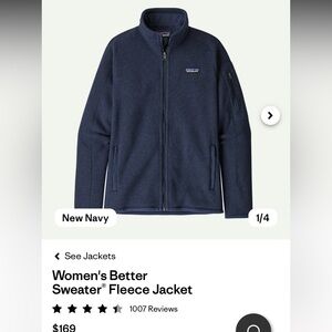 Patagonia Women's Better sweater Navy Jacket, small